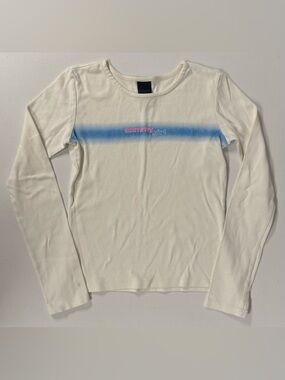 Vtg Y2k 90s Tommy Girl Long Sleeve White Printed T-Shirt Preppy It Girl Women M